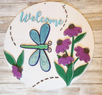 Premade Welcome Summer Dragonfly Door Hanger - RusticFarmhouseDecor