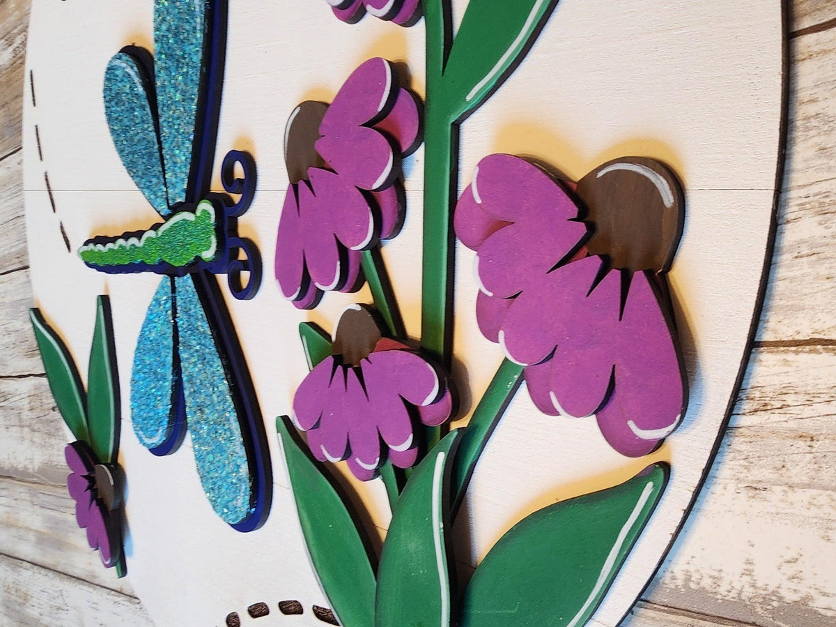 Premade Welcome Summer Dragonfly Door Hanger - RusticFarmhouseDecor