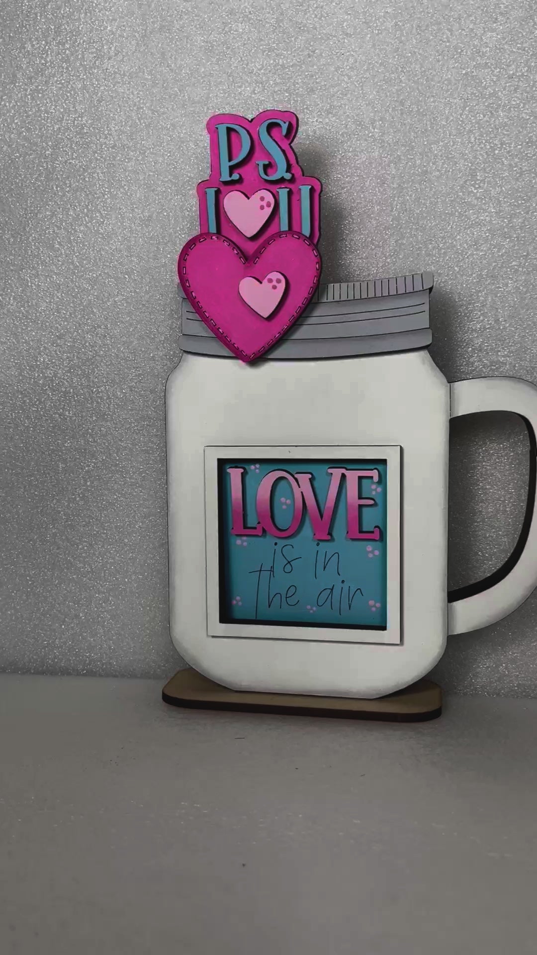 Adorable Mug Hugger | Valentine's Day P.S. I Love You | Hearts | Perfect Gift Topper for Mugs, Plants, and More!