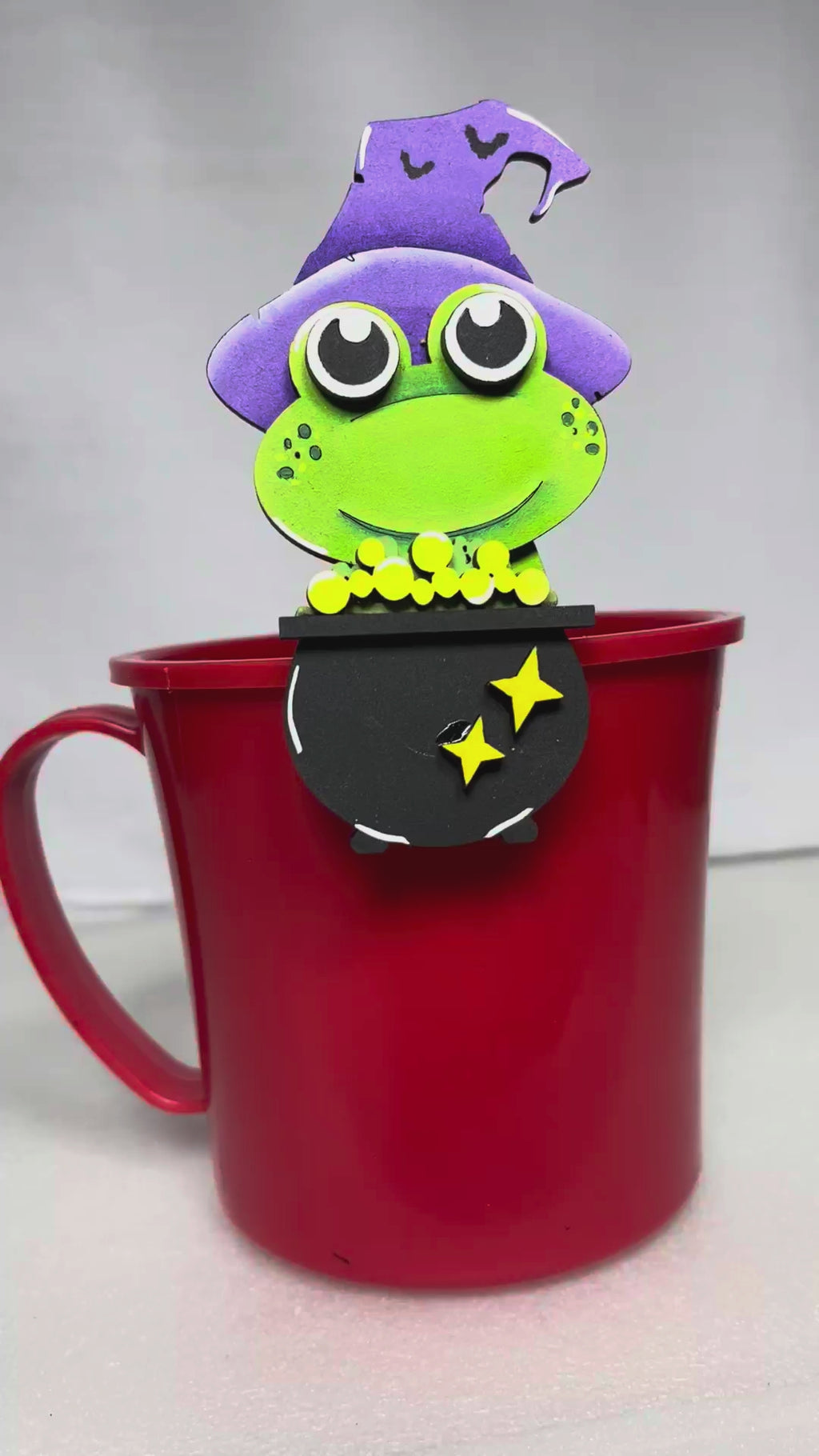 Adorable Mug Hugger | Halloween Witch Frog | Perfect Gift Topper for Mugs, Plants, and More!
