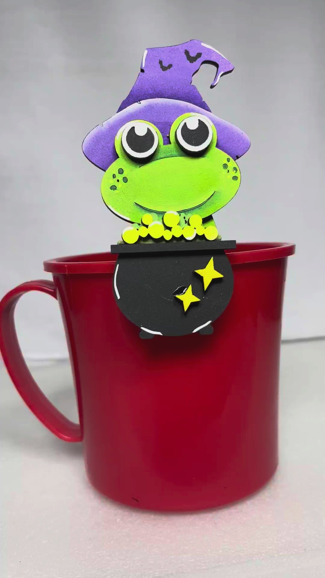 Adorable Mug Hugger | Halloween Witch Frog | Perfect Gift Topper for Mugs, Plants, and More!