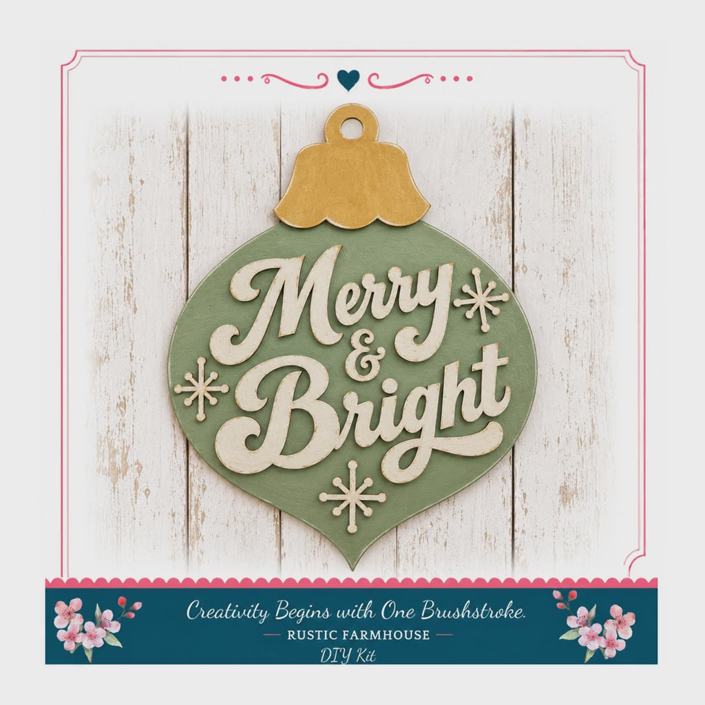 DIY Christmas Door Hanger, Merry And Bright Vintage Bulb Kit 16in