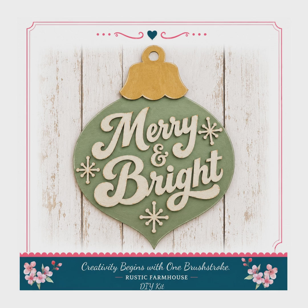 DIY Christmas Door Hanger, Merry And Bright Vintage Bulb Kit 16in