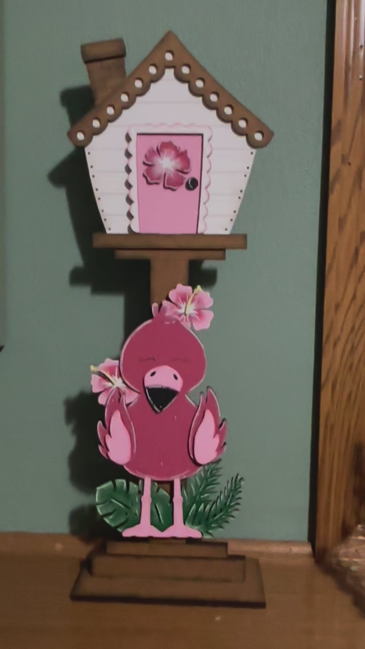Flamingo Insert for our Interchangeable Birdhouse Post