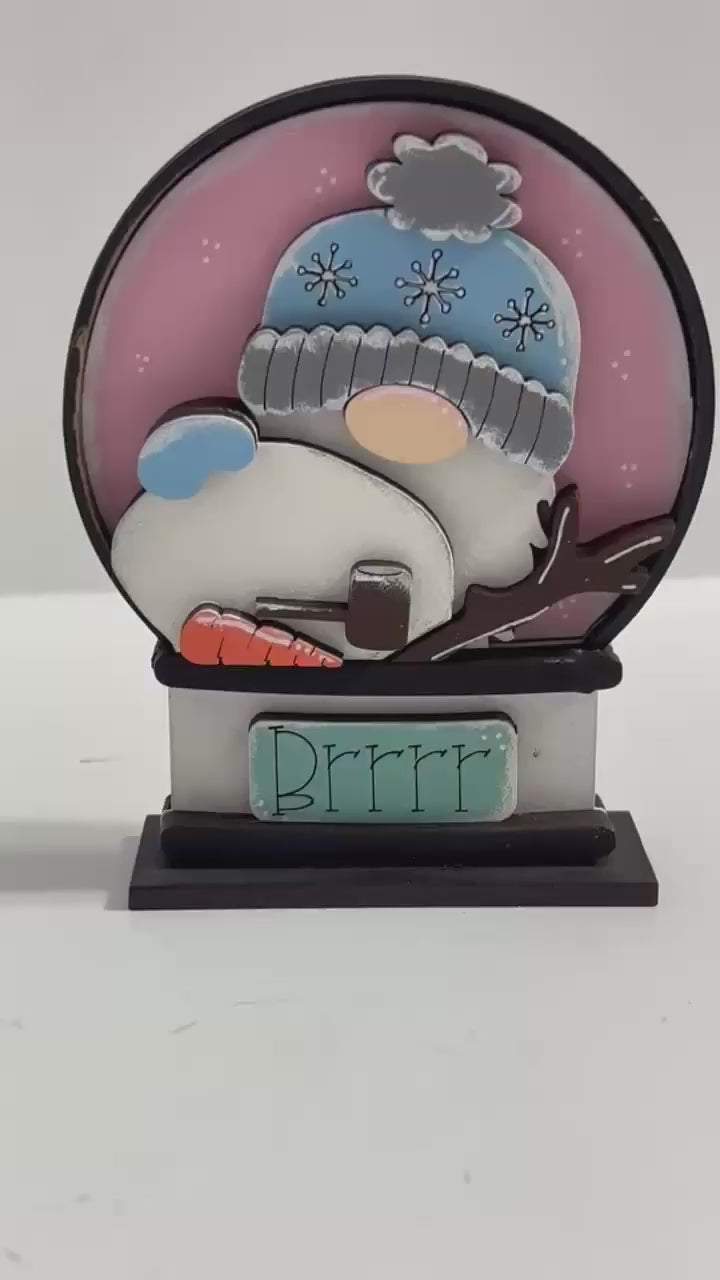 Winter Gnome insert for Snow Globe DIY Interchangeable Decor Inserts, Wood Paint Kit