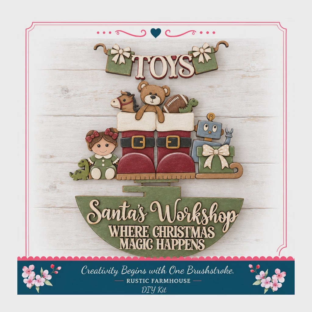 DIY Christmas Sign Insert, Santa Boots Kit, Fits 11in/15x11in Tag