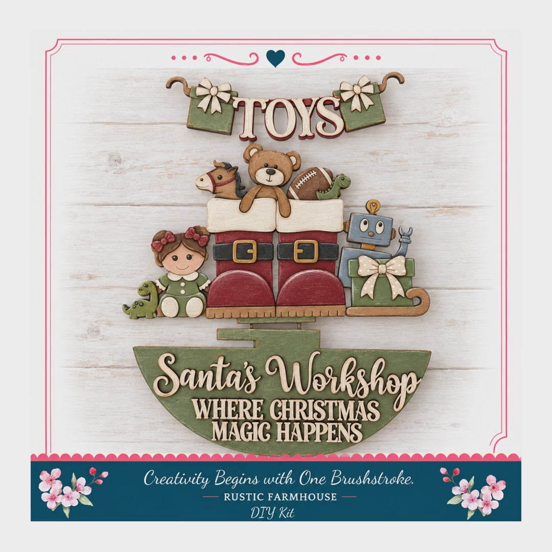 DIY Christmas Sign Insert, Santa Boots Kit, Fits 11in/15x11in Tag