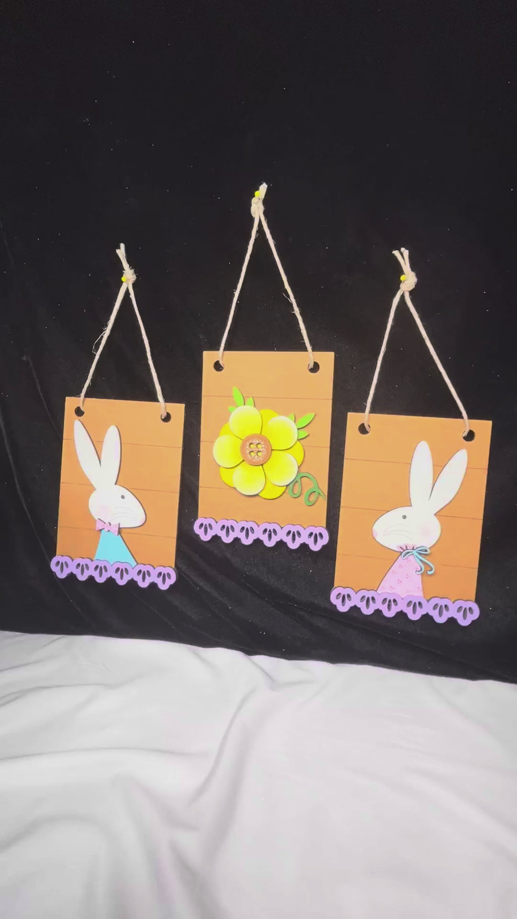 Spring Bunny Flower Mini Banner Set - DIY Wood Paint Kit -  Mini Banners for Picket Fence or Hello Sign
