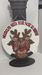 DIY "Moo-dolph with Your Nose So Bright" Door Hanger - 11" or 18" Round