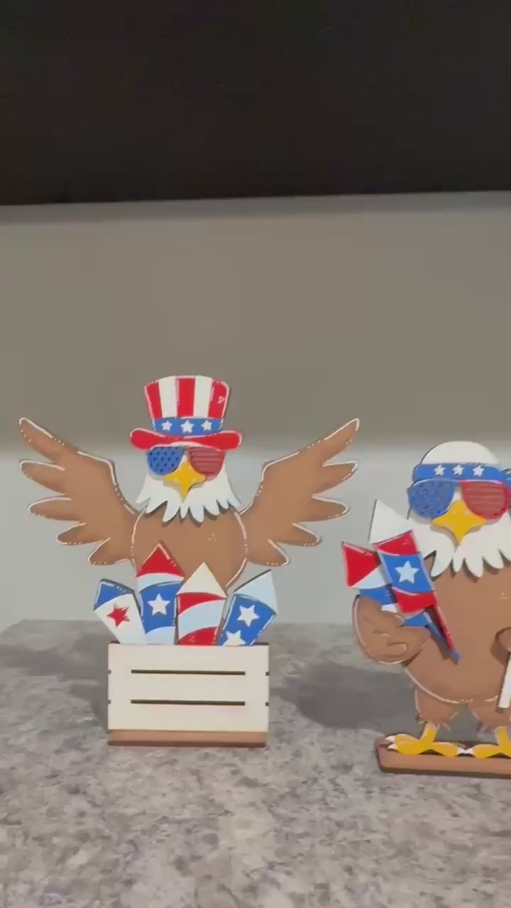 Standing Bald Eagle DIY Kit, Patriotic Wood Decor, 4th of July Shelf Sitter, Americana Craft Kit