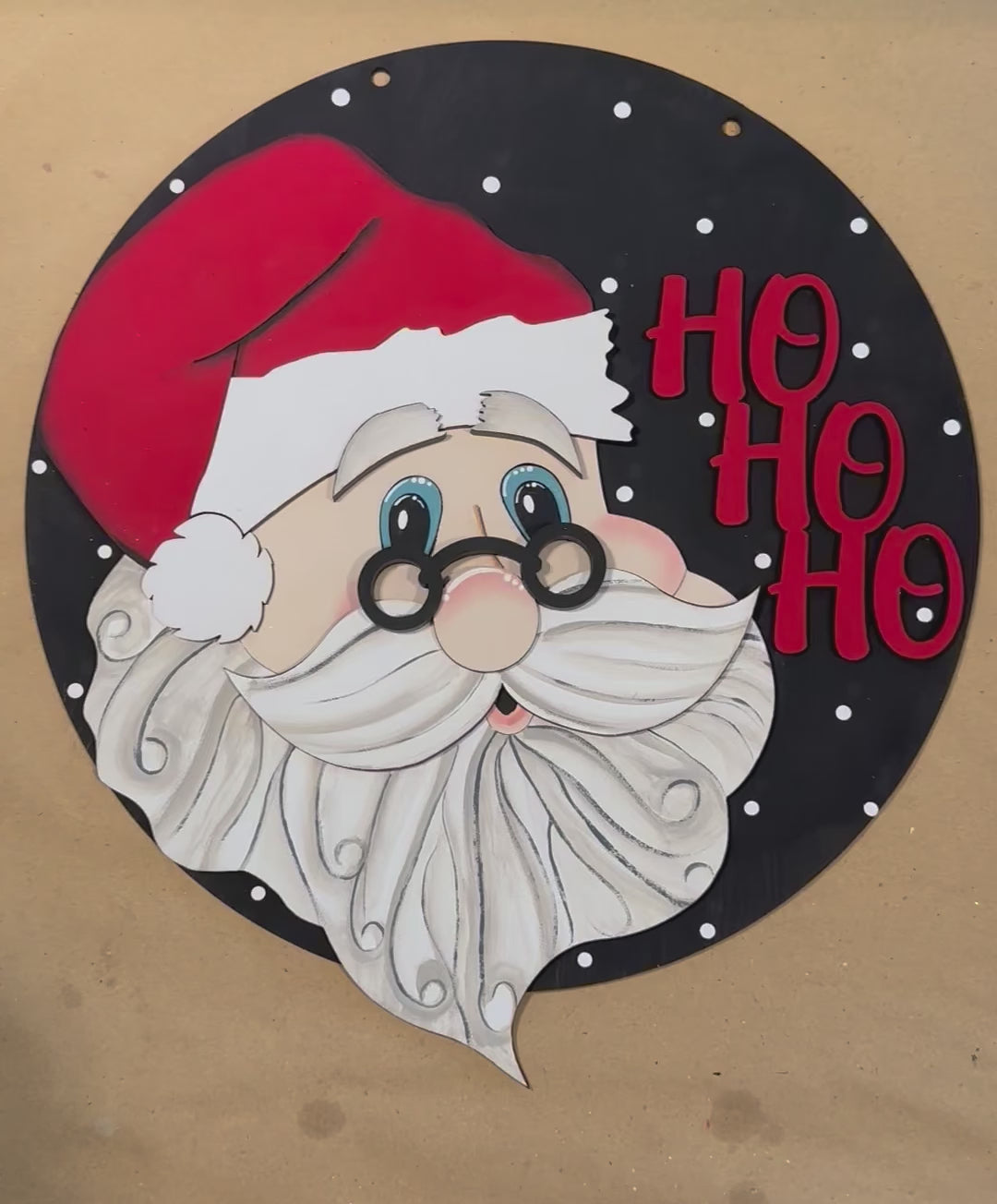 DIY Santa Claus Face Door Hanger - 18"Ho Ho Ho Wood Paint Kit