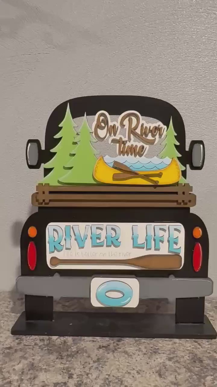 Interchangeable Farmhouse Lake Life Truck Insert,  Seasonal Truck, DIY Truck Kit,
