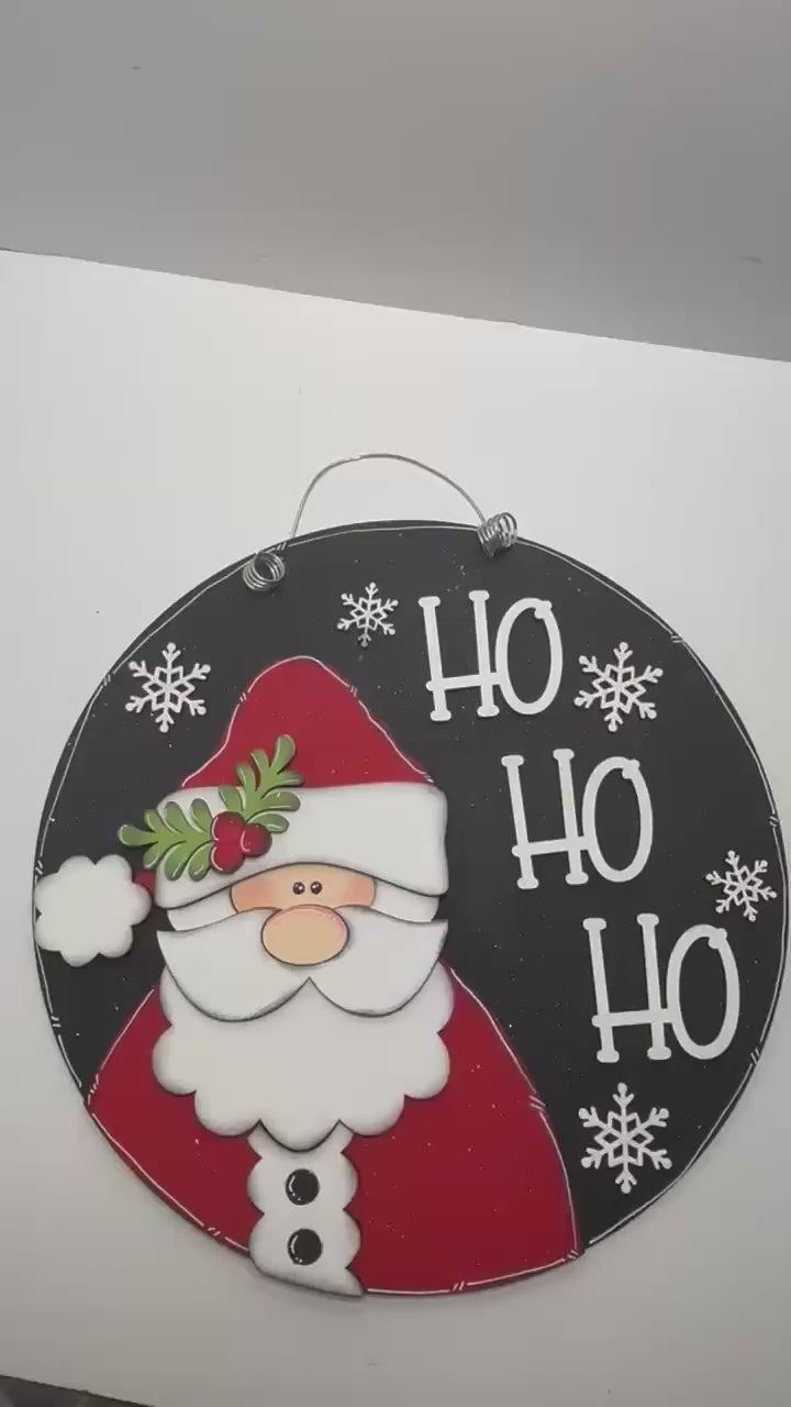 Santa HO HO HO Door Hanger,  Christmas Front  Door Hanger