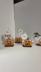 DIY Halloween Ghost Standing Sign – “Just Here for the Boos” Pumpkin Ghost – Paintable Fall Décor Kit