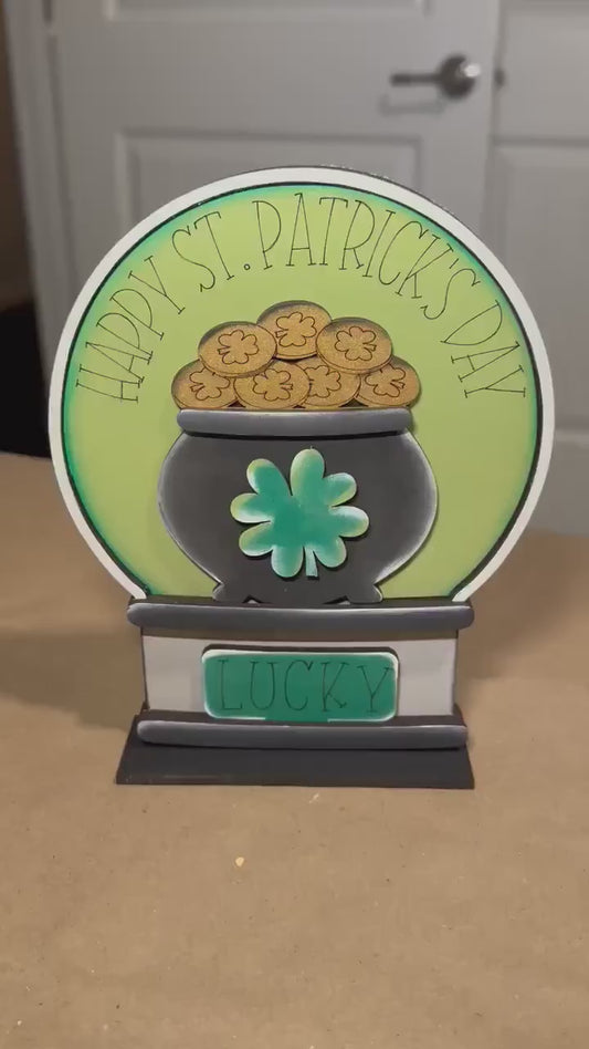 Happy St Patrick's Day Lucky Leprechaun Insert for Snow Globe DIY Interchangeable Decor, Gift for Her