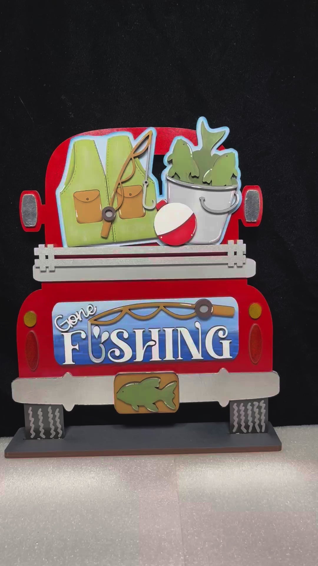 Interchangeable Farmhouse Gone Fishing Truck Insert,  Fishing Seasonal Truck, DIY Truck Kit, Interchangeable Farmhouse Truck  DIY Kit