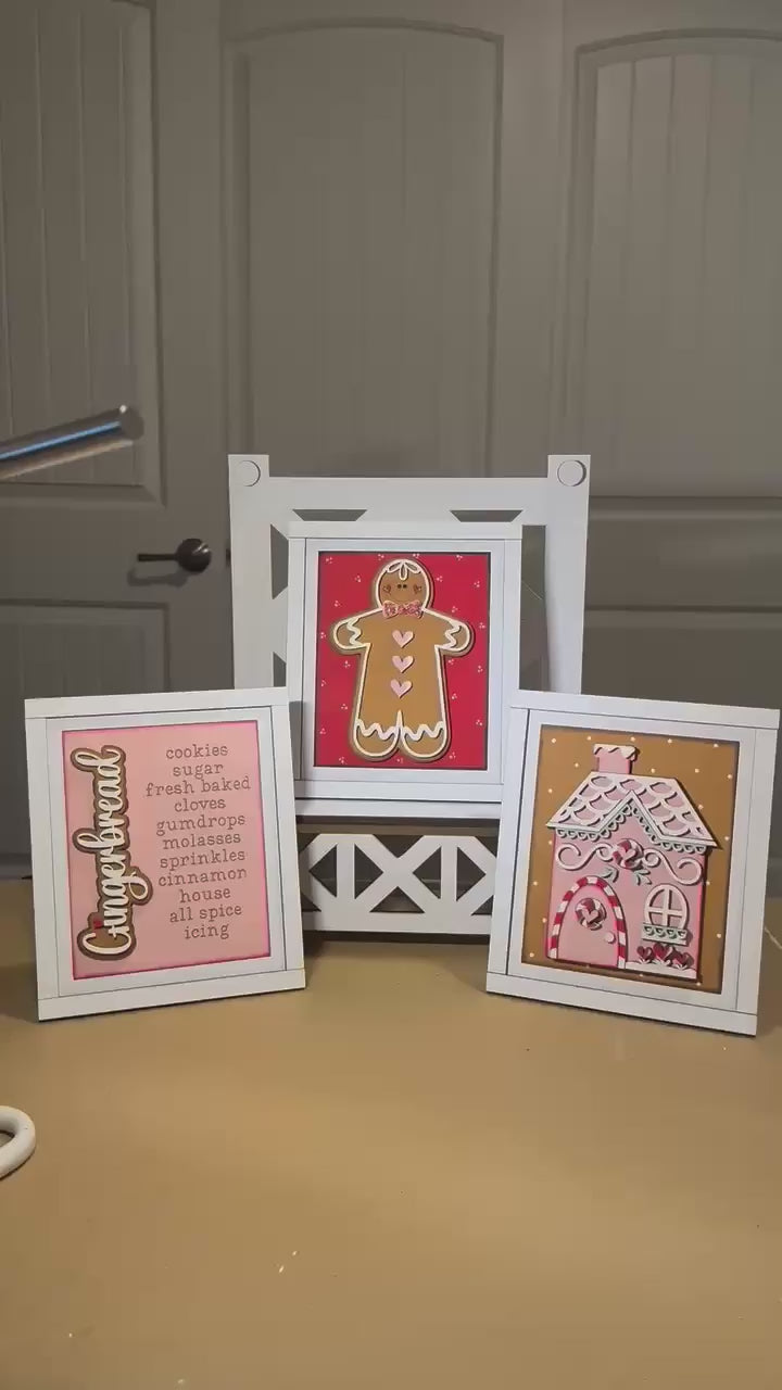 DIY Gingerbread Sign and Frame Set -  Christmas Wood Paint Kit, Gingerbread Christmas Collection