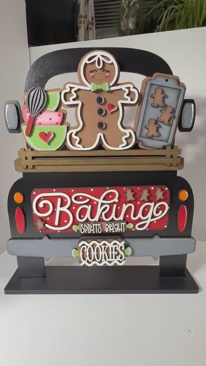 Interchangeable Farmhouse Gingerbread Baking Spirits Bright Insert,  Seasonal Truck, DIY Truck Kit, Interchangeable Farmhouse Truck  DIY Kit