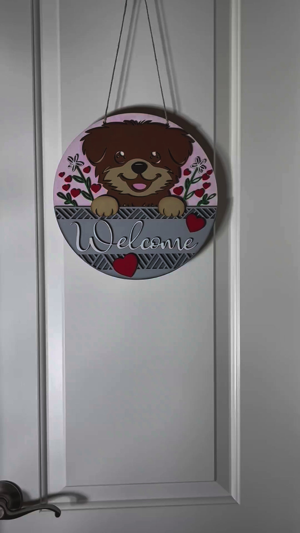 DIY Dog Welcome Sign - Valentine's Day Round Door Hanger