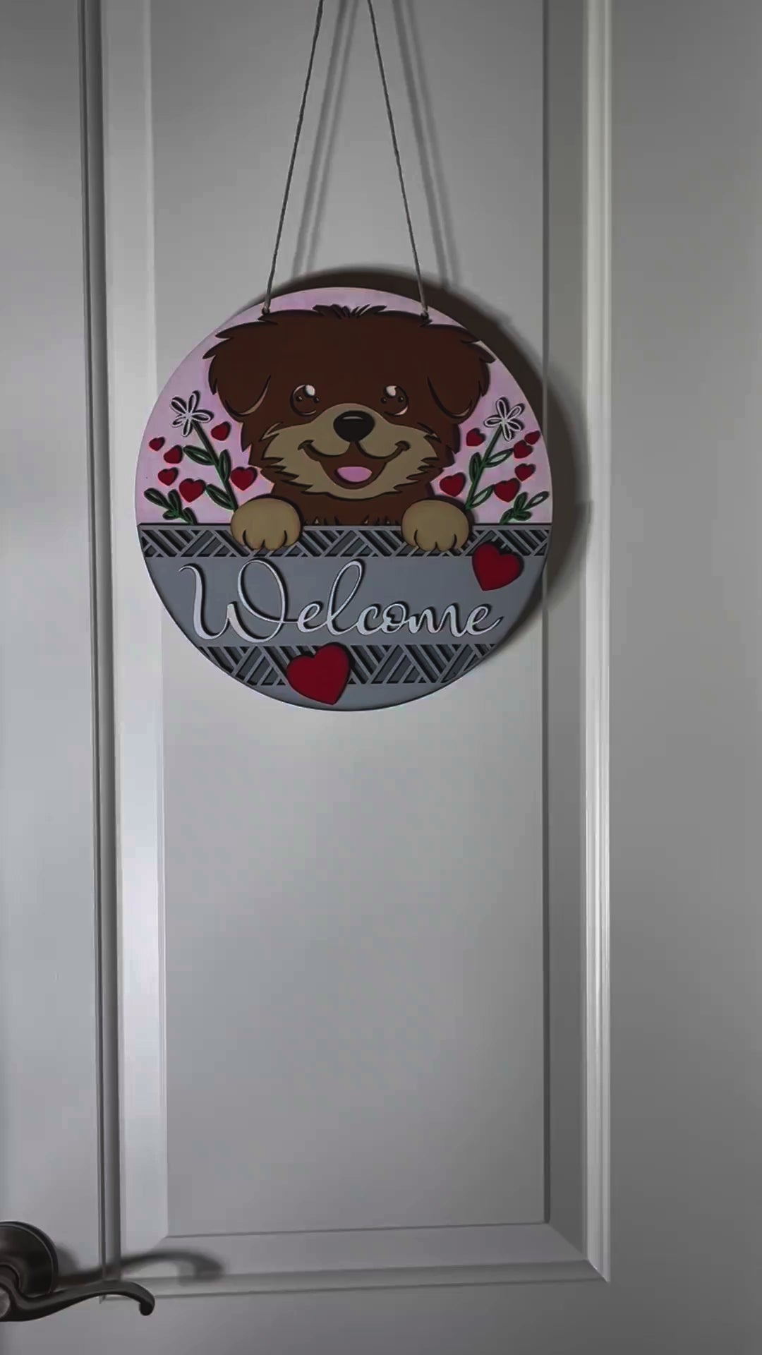 DIY Dog Welcome Sign - Valentine's Day Round Door Hanger