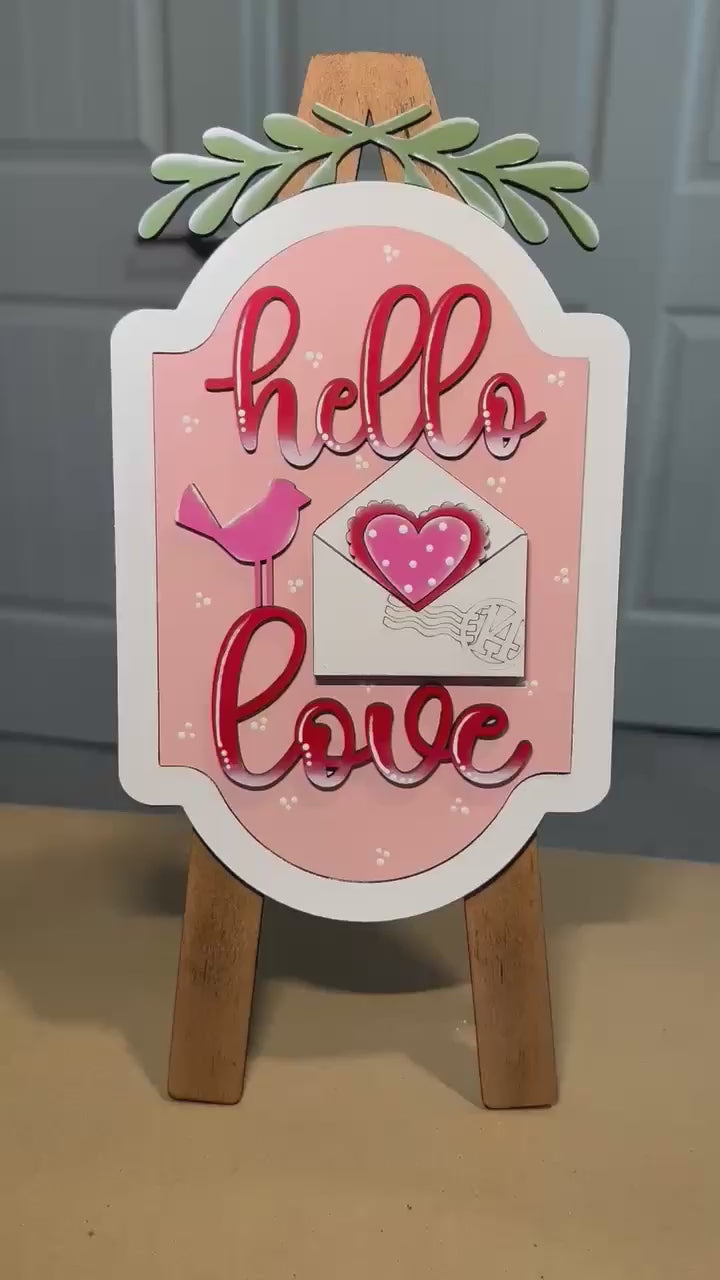 Easel Interchangeable insert "Hello Love" Sign - Interchangeable Easel Kit – Shelf Sitter