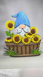 DIY Standing Gnome with Sunflower Bucket |  Fall Wood Craft Kit | Farmhouse Tiered Tray Decor