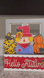 DIY Interchangeable Window Box Inserts | Hello Autumn Scarecrow | Seasonal Decor Kit | Paint Your Own Wood Blanks