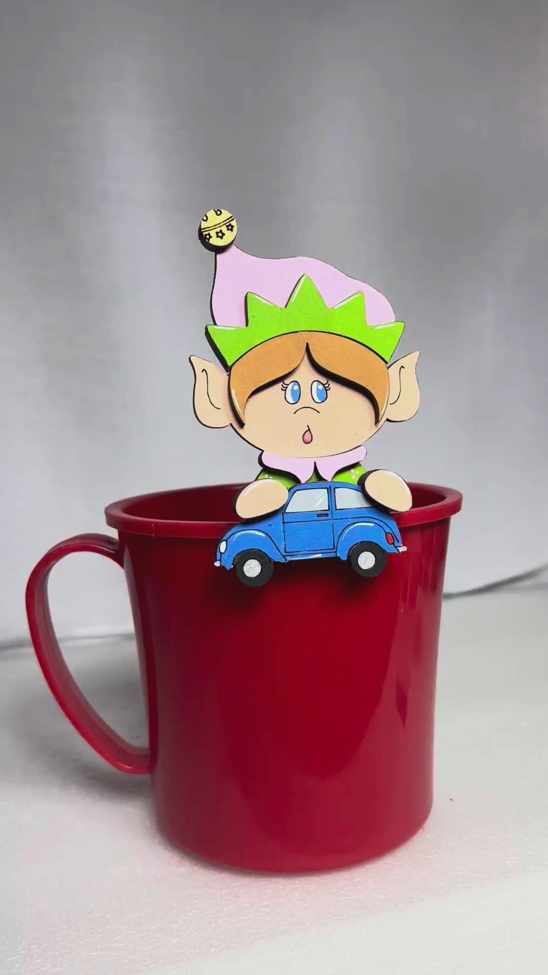 Christmas Elf Mug Hugger: Unpainted Laser Cut Wood Craft
