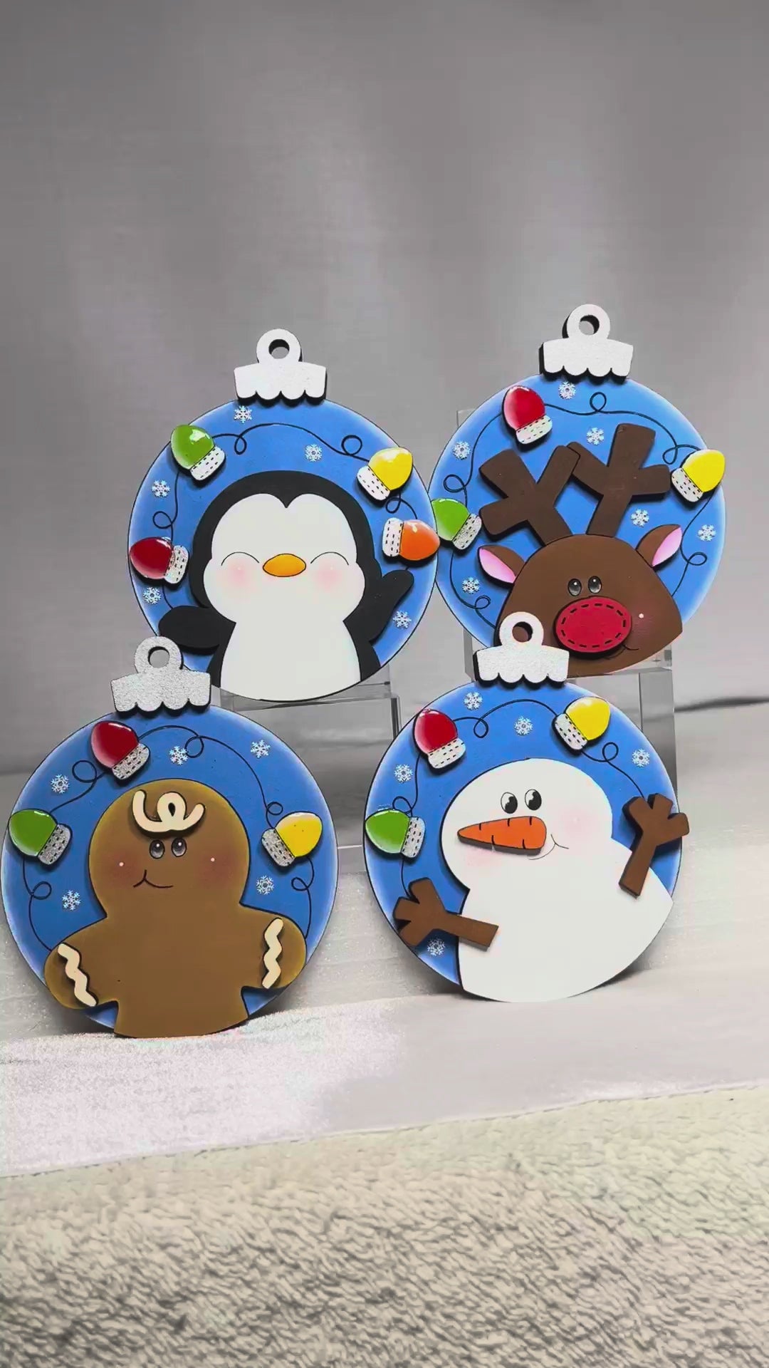 DIY Christmas Ornament Set of 4 | Snowman, Penguin, Gingerbread, Reindeer | Holiday Wood Paint Kit | Christmas Craft