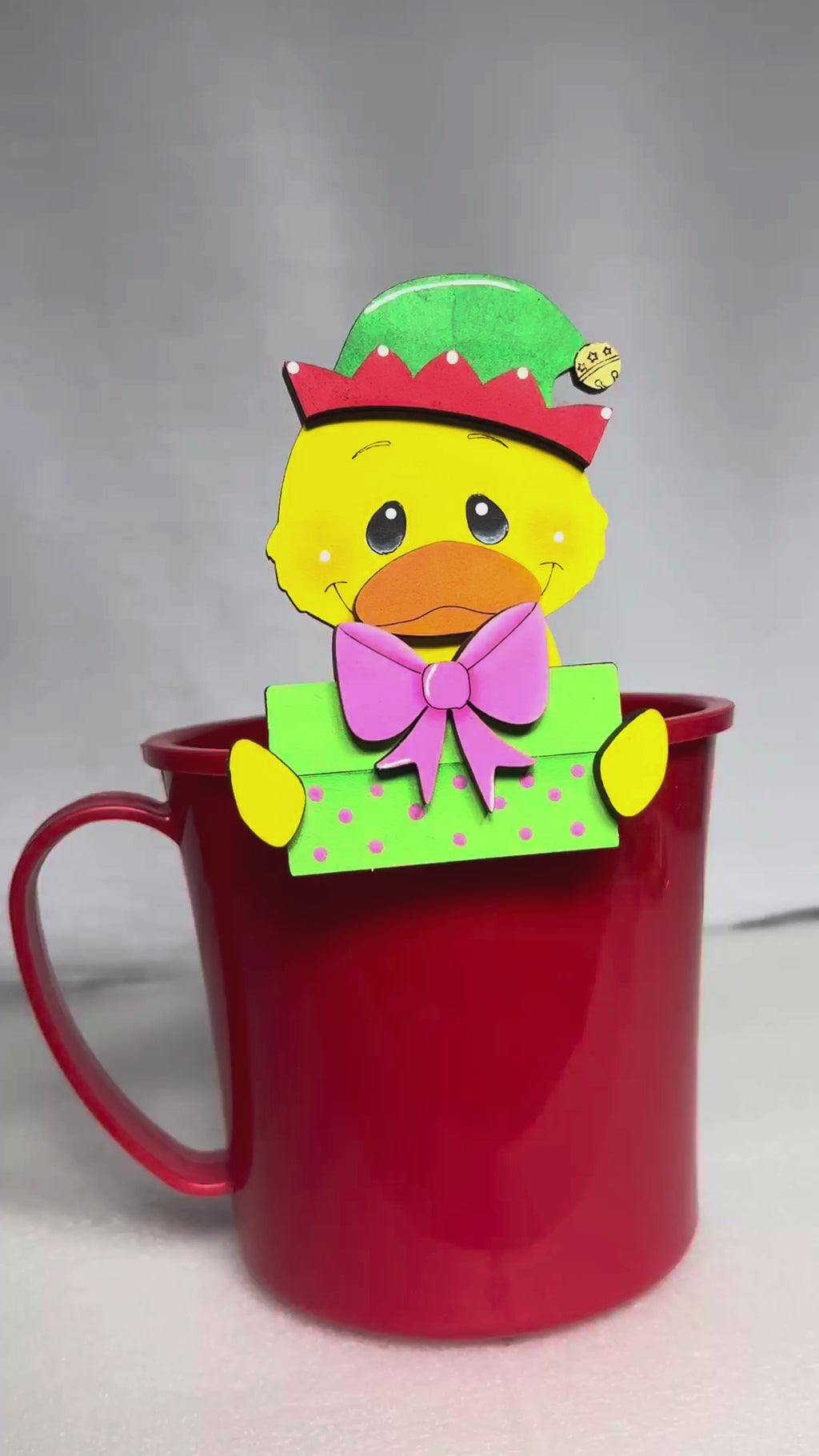 Adorable Mug Hugger | Christmas Duck Santa Elf | Perfect Gift Topper for Mugs, Plants, and More!