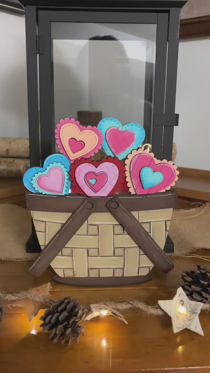 Valentine Hearts For The Flower Basket Decor - Wood Blank for Painting - Inserts for Basket