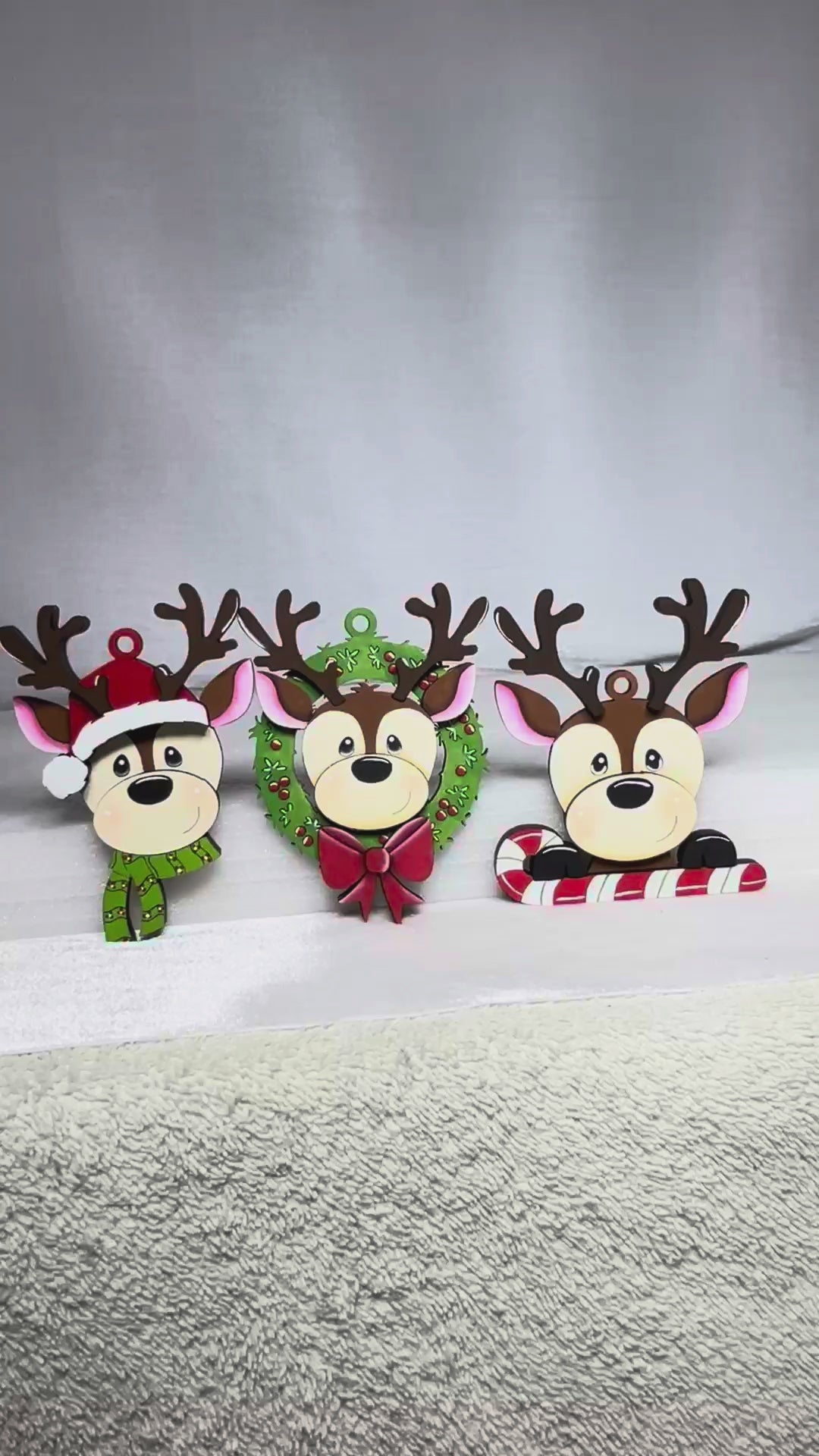 DIY Reindeer Christmas Ornaments, Holiday Craft Kit, Handmade Wood Blanks, Rustic Winter DIY Gift