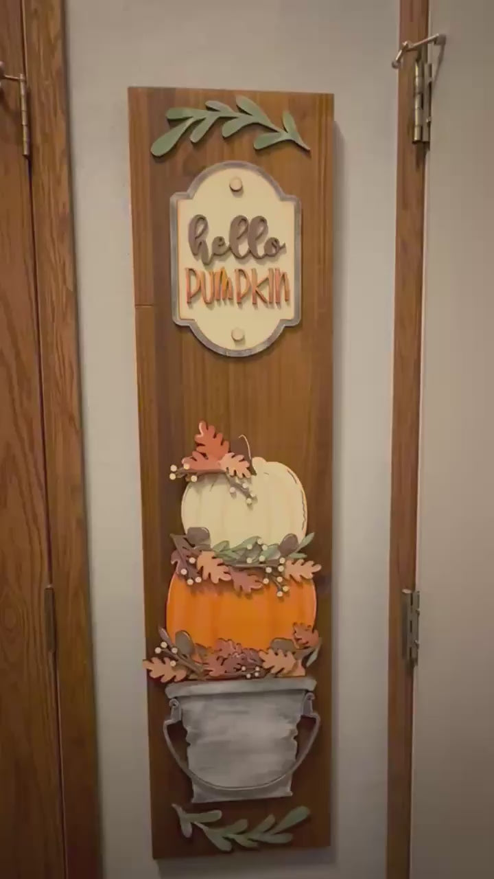 Bucket Interchangeable DIY Porch Leaner Insert – Hello Pumpkin Insert Set – Wood Paint Kit