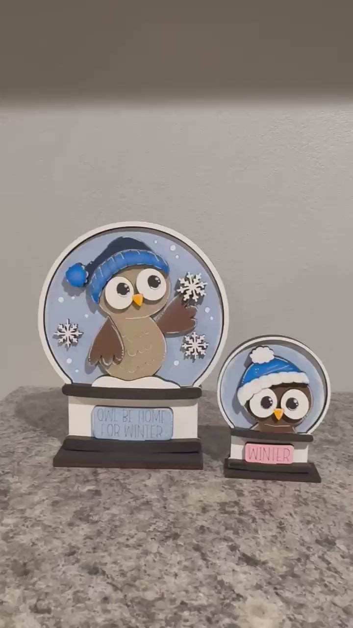 Winter Owl Snow Globe Insert: DIY Wood Paint Kit