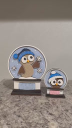 Winter Owl Snow Globe Insert: DIY Wood Paint Kit