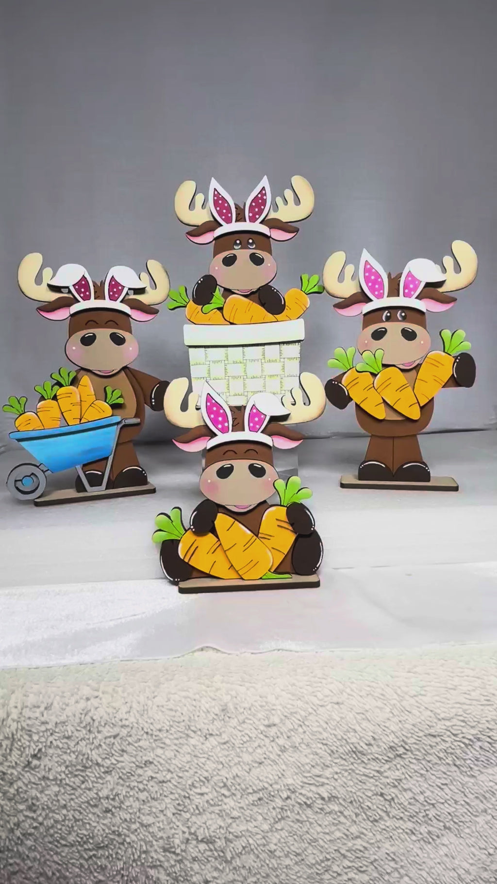 Easter Moose DIY Shelf Sitter | Bunny Ear Moose Wood Paint Kit | Spring Easter Decor