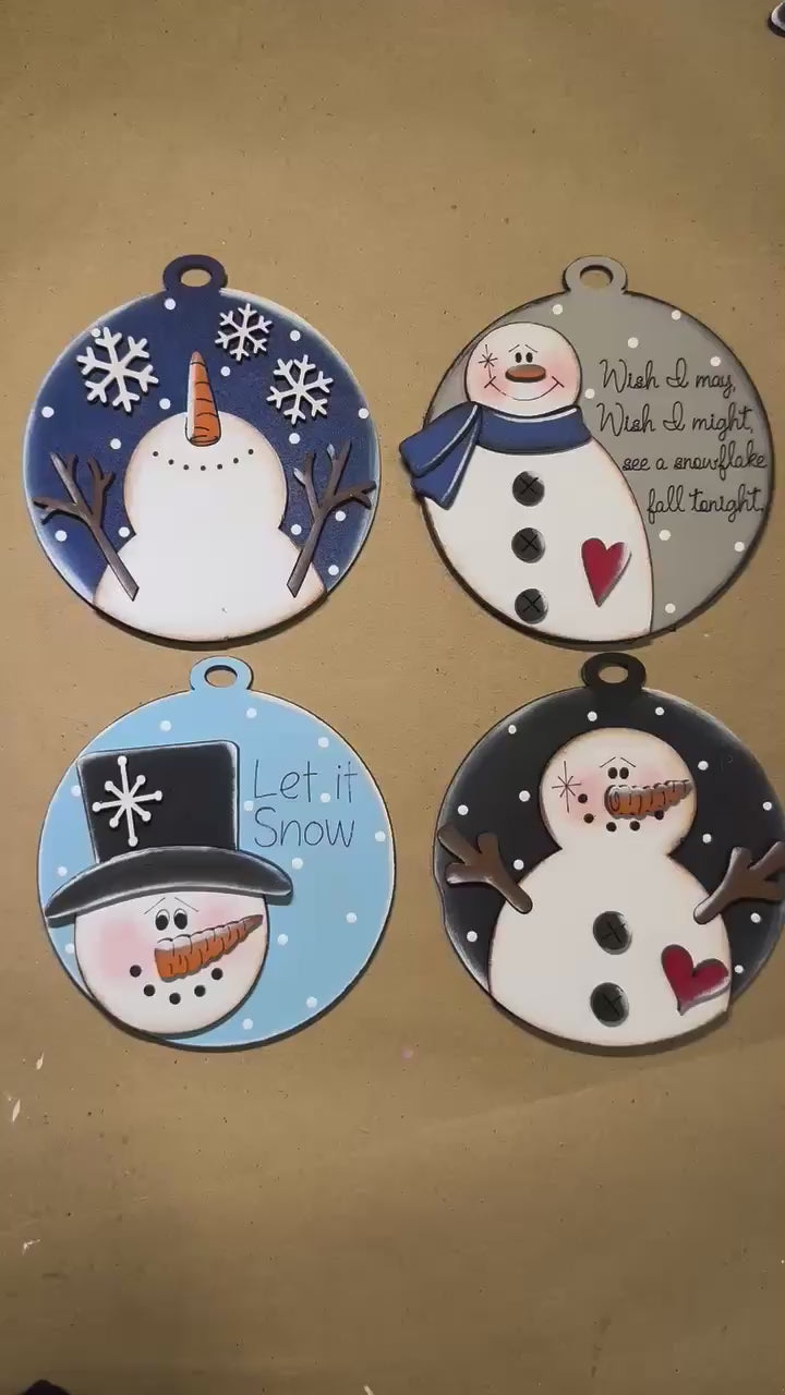 Christmas Cheer Ornaments, Set of 4,   Kids Craft Kit, DIY Wood Blanks