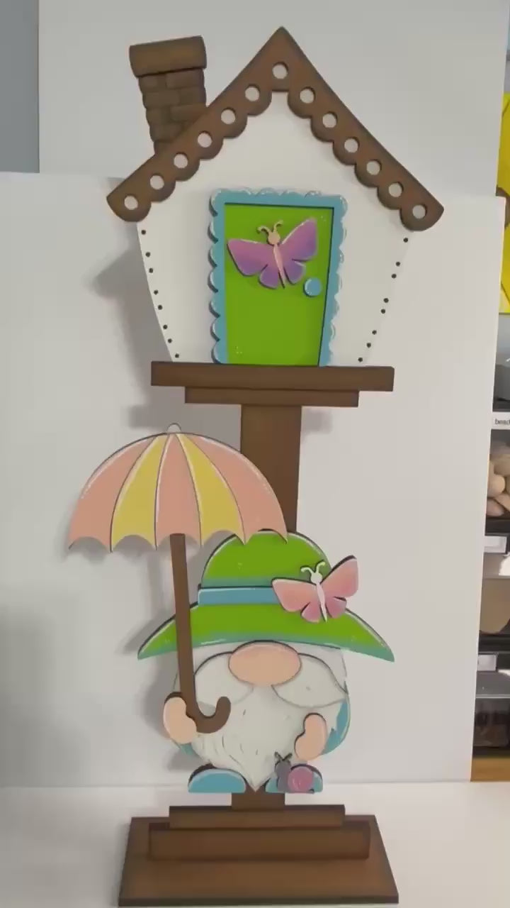 Spring Gnome Insert for our Interchangeable Birdhouse Post