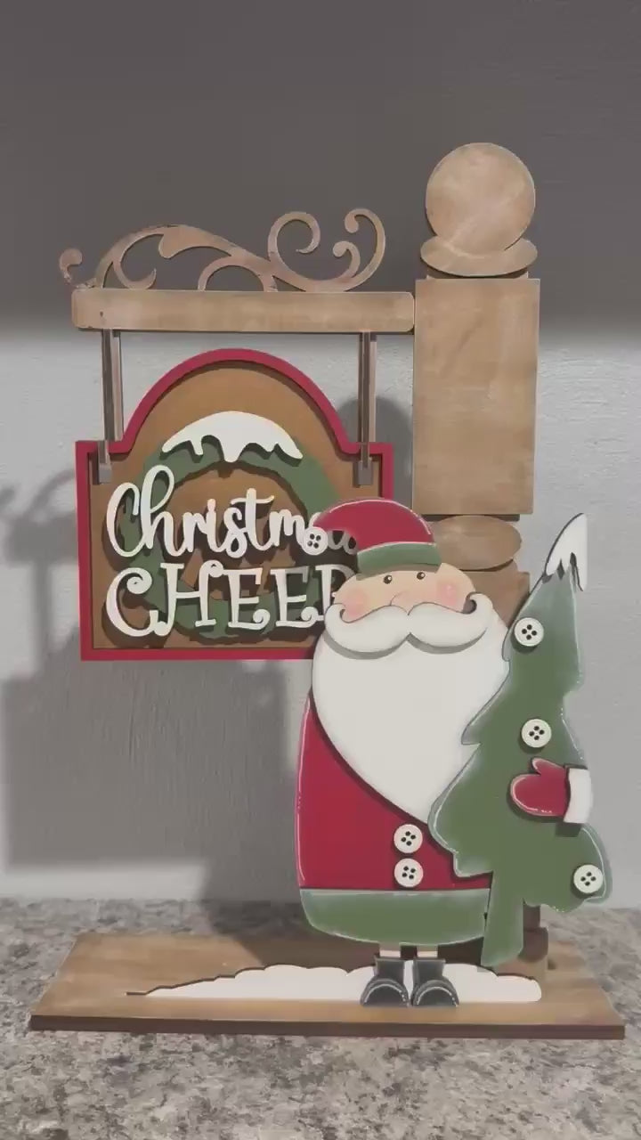 Christmas Mini Post Insert Set - Santa Holding Tree DIY Kit