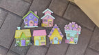 Spring Standing Houses Shelf Sitter,  Spring Mantle Decor, Housewarming Gift