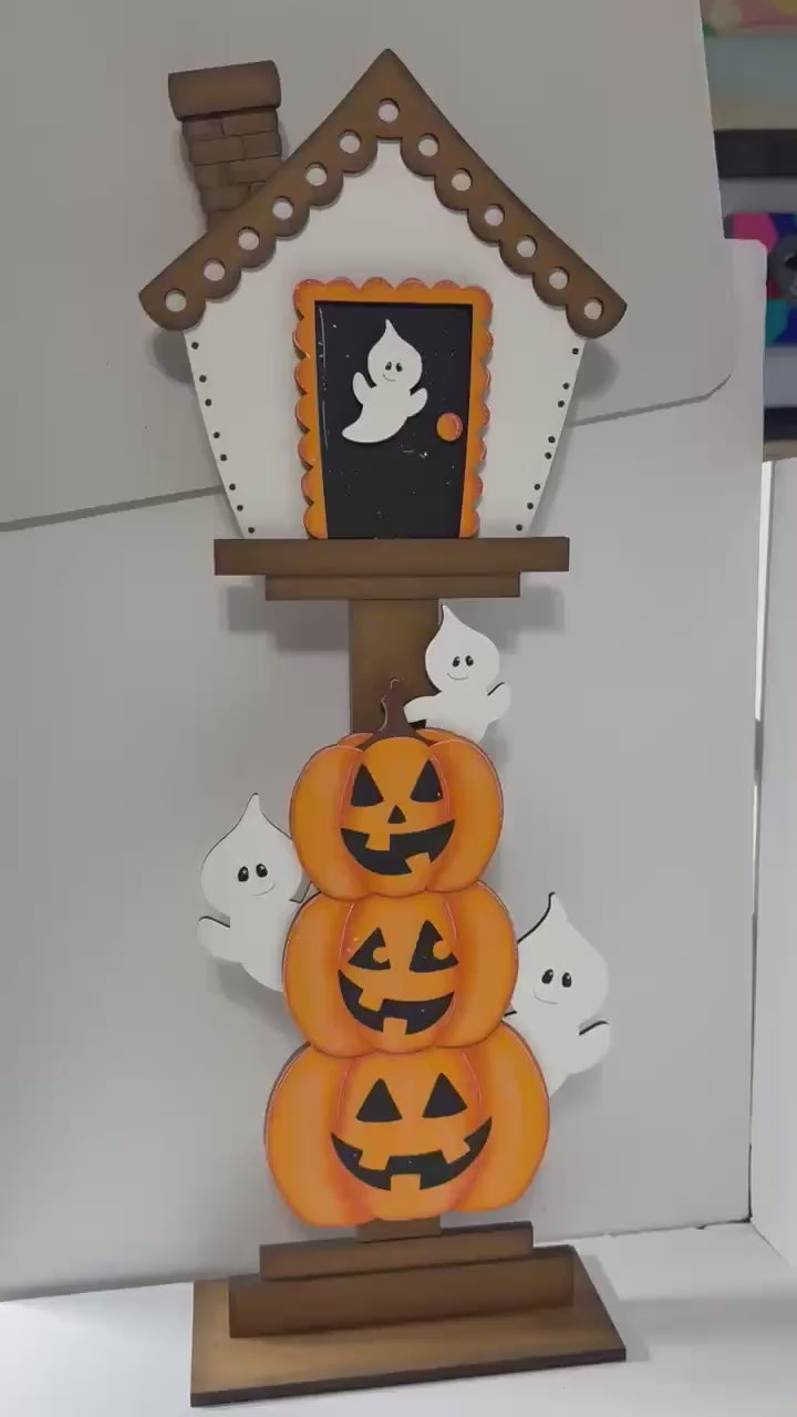 Halloween Ghost and Pumpkins  Insert: Unfinished Wood DIY Craft