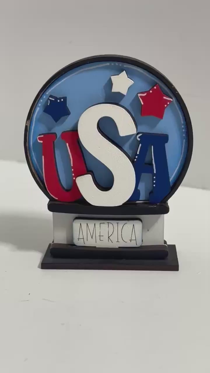 Fireworks Fourth of July Snow Globe Insert, DIY Interchangeable Decor Inserts- Wood Paint Kit