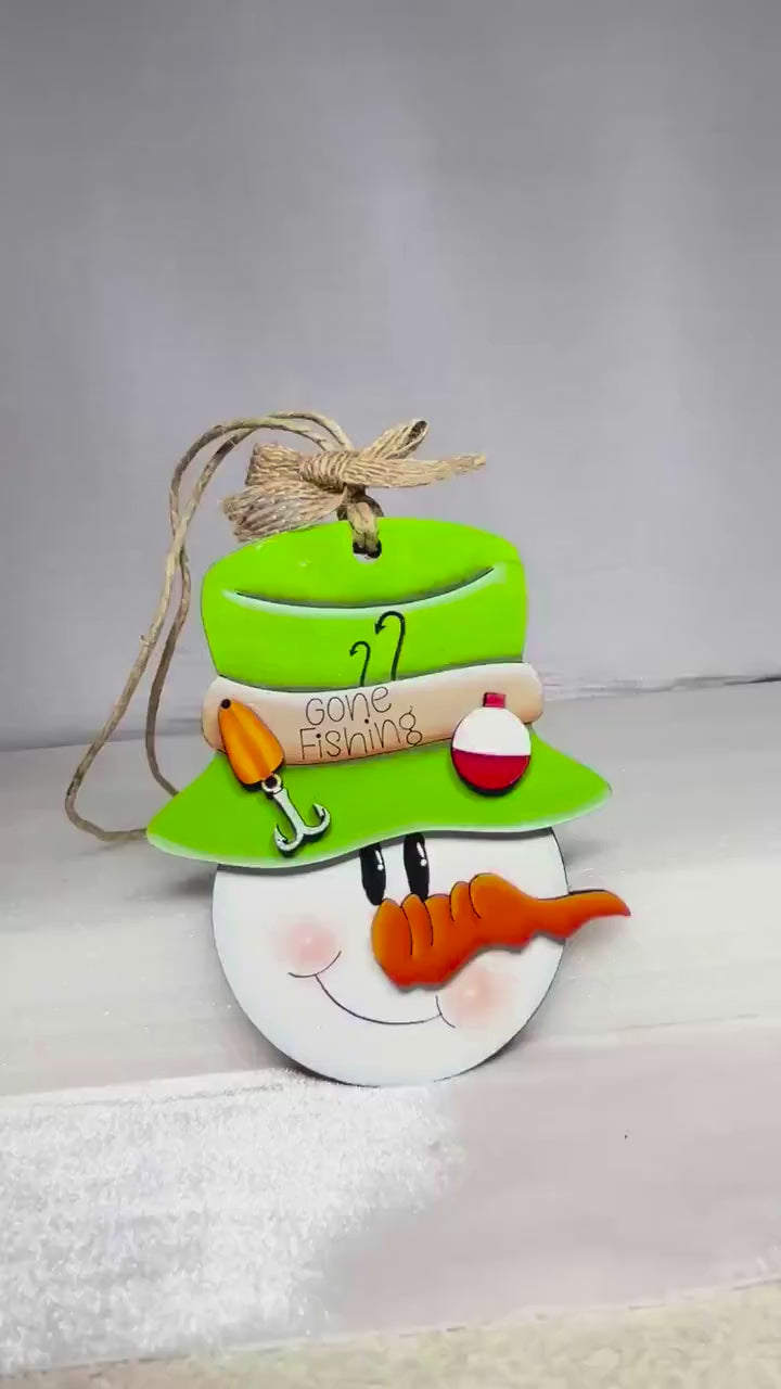 Snowman Door Hanger DIY Gone Fishing Wood Paint Kit Winter Decor