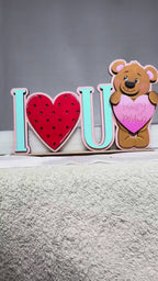 Valentine I Love You Beary Much Shelf Sitter DIY Wood Paint Kit