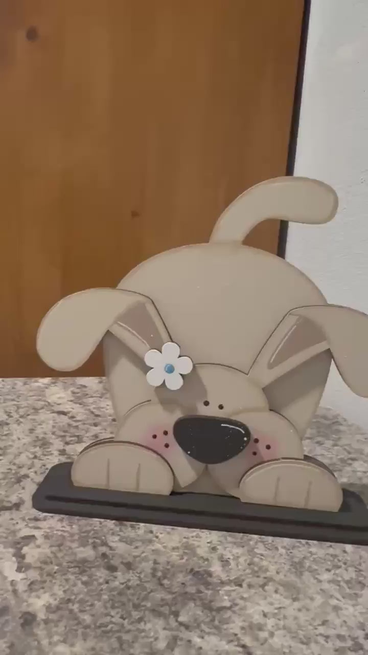 Playful Puppy Shelf Sitter Wood Kit  Layered Dog Decor Craft Project
