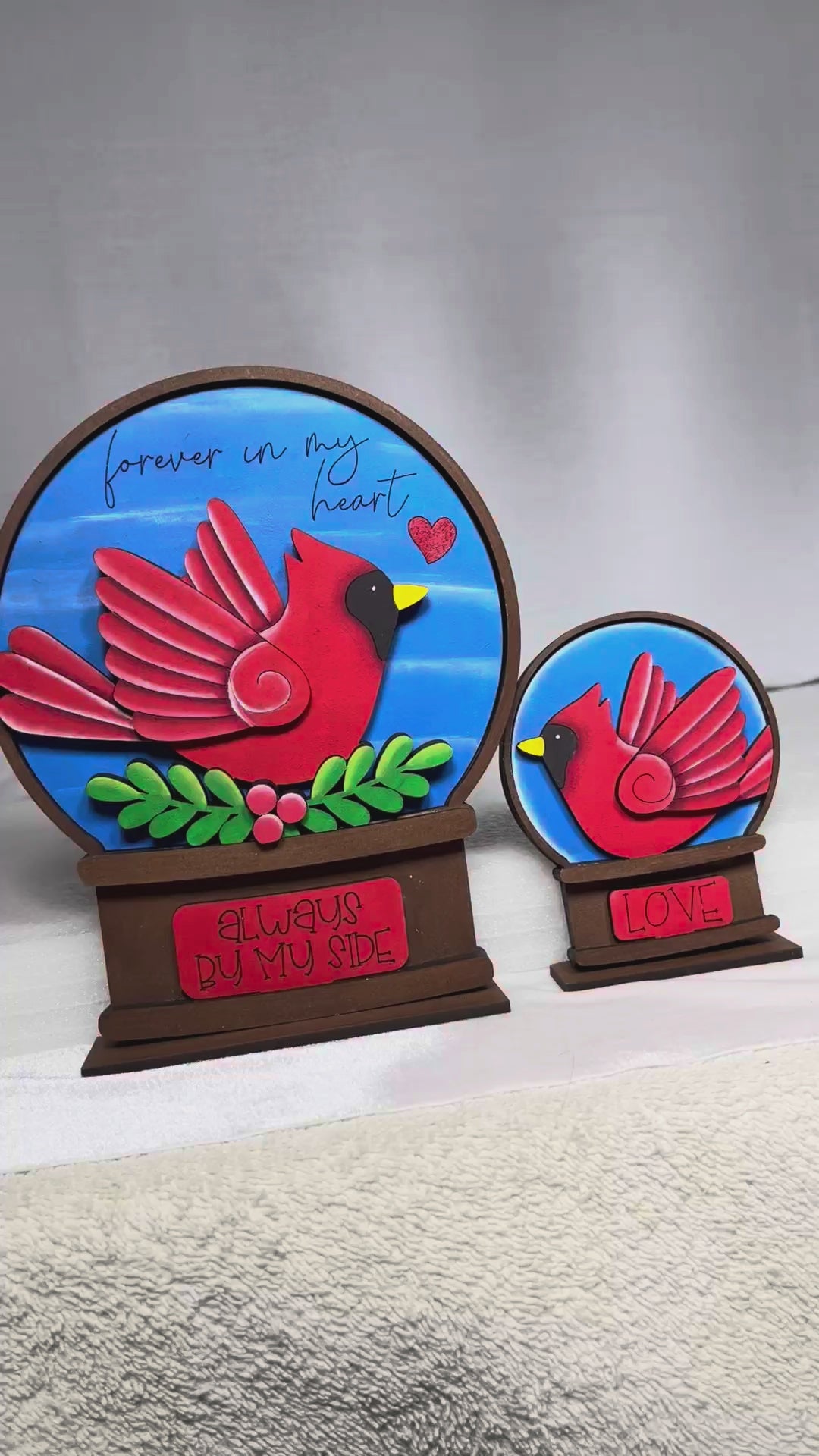 Winter Cardinal Snow Globe Insert: DIY Wood Paint Kit