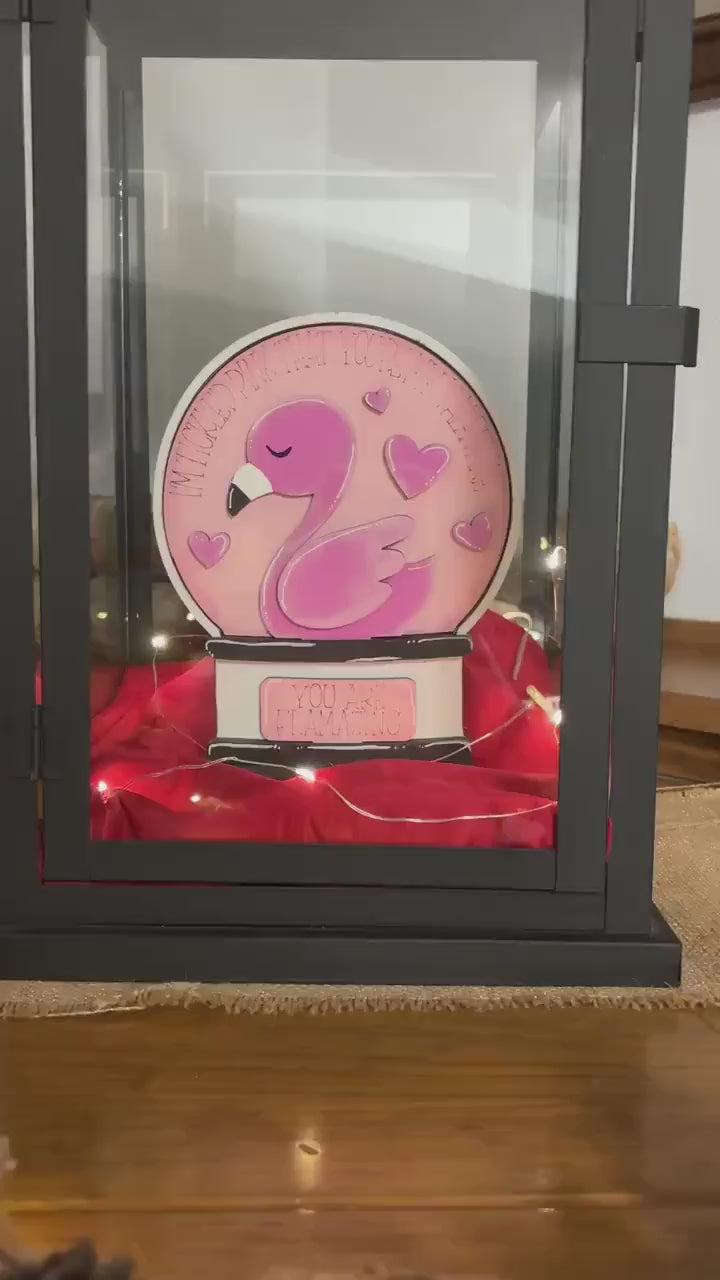 Moose Valentines Insert for Snow Globe DIY Interchangeable Decor, Wood Paint Kit,  Interchangealbe Snow Globe