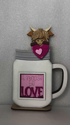 Adorable Mug Hugger | Valentine's Day Highland  | Hearts | Perfect Gift Topper for Mugs, Plants, and More!