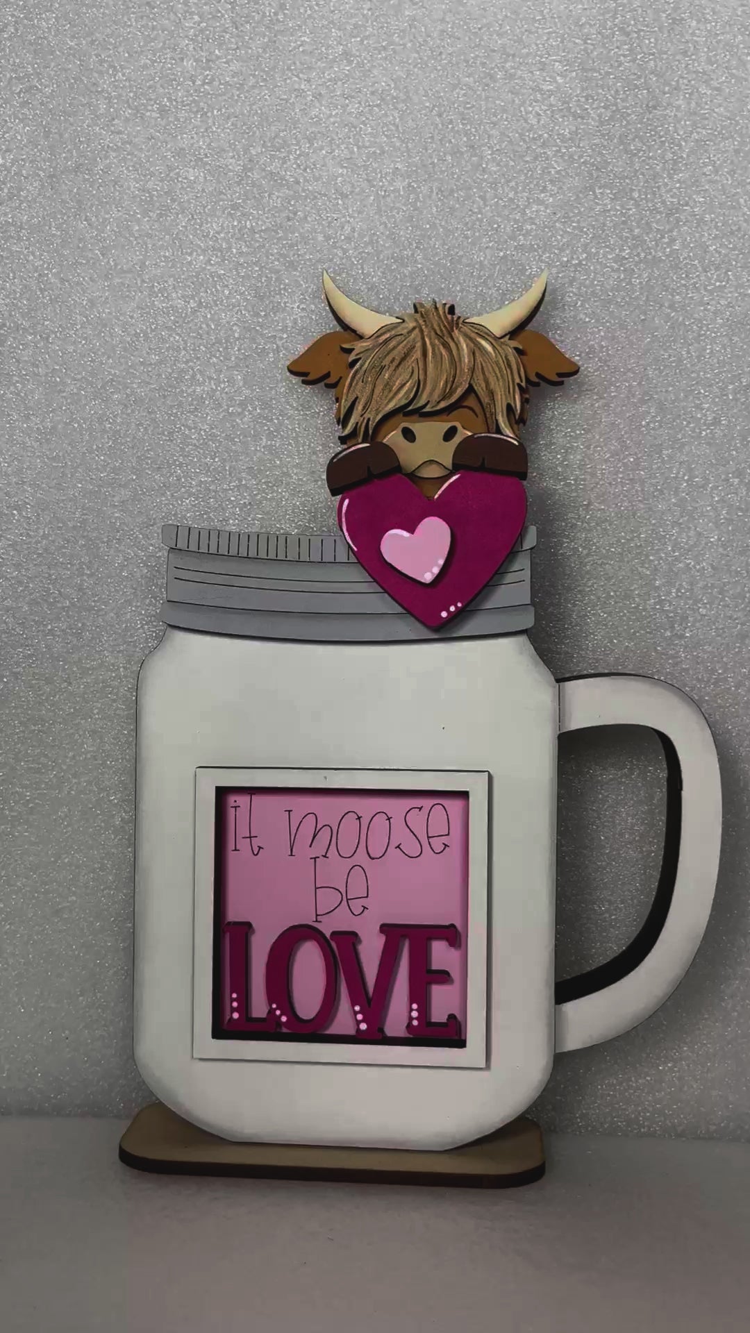 Adorable Mug Hugger | Valentine's Day Highland  | Hearts | Perfect Gift Topper for Mugs, Plants, and More!