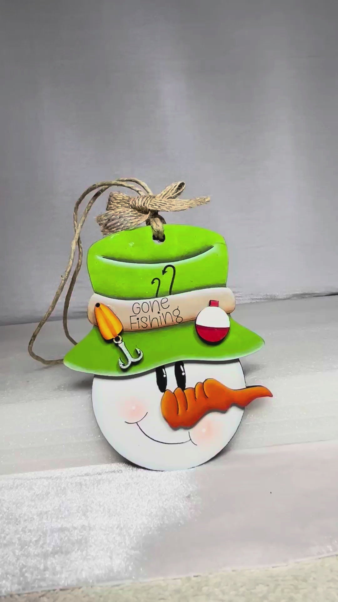 Gone Fishing Snowman Ornament, Funny Christmas Ornament, DIY Wood Paint Kit
